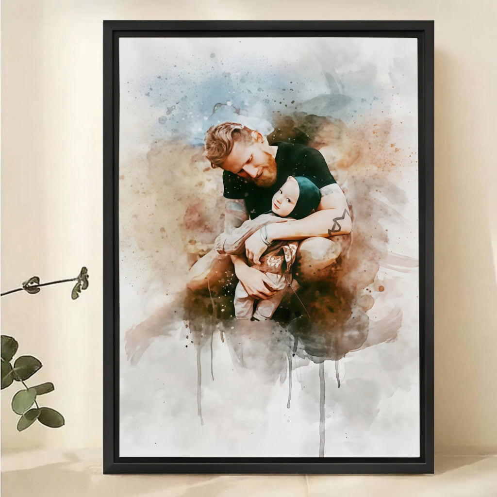 Custom Watercolor Portrait from Photo - Personalized Canvas Wall Art