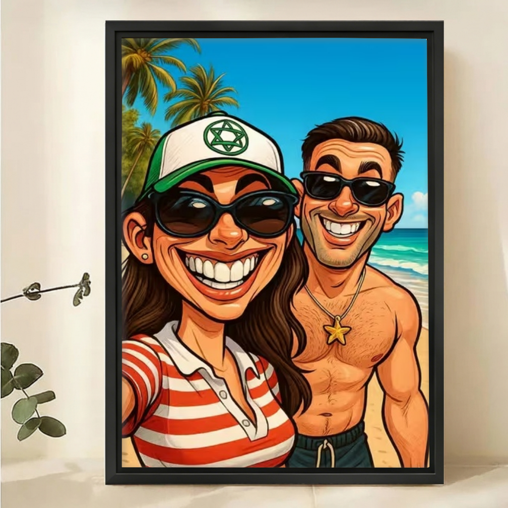 Custom Cartoon Family Portrait from Photo - Personalized Canvas Art