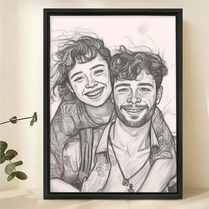 Custom Black and White Sketch Portrait from Photo - Canvas Art
