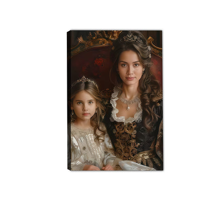 Custom Mother Daughter Portrait - Royal Renaissance Canvas Wall Art