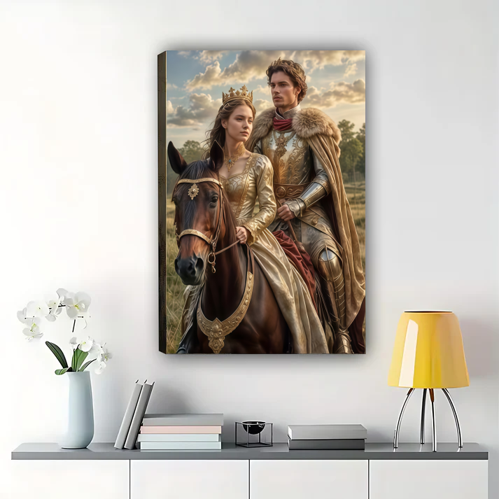 Custom Royal Knight Portrait from Photo – Personalized Medieval Canvas Wall Art