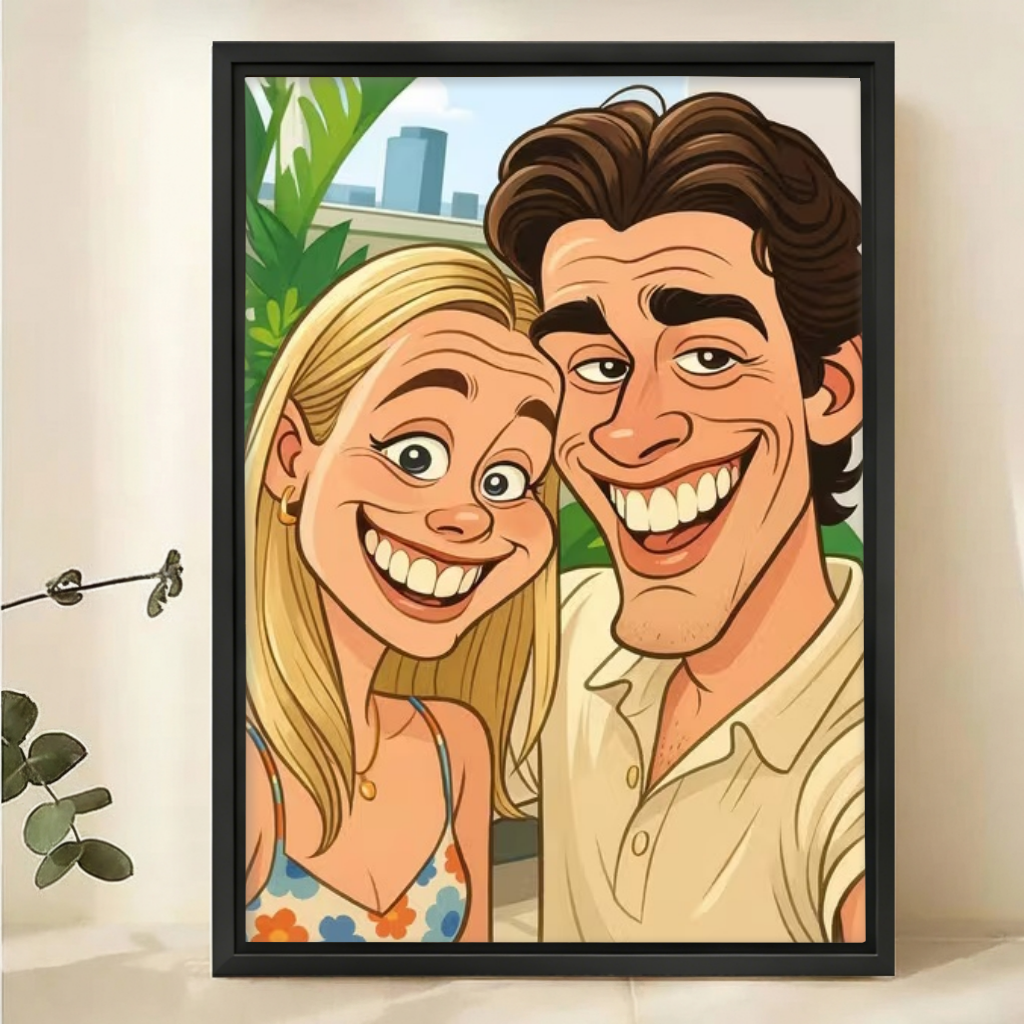 Custom Cartoon Family Portrait from Photo - Personalized Canvas Art