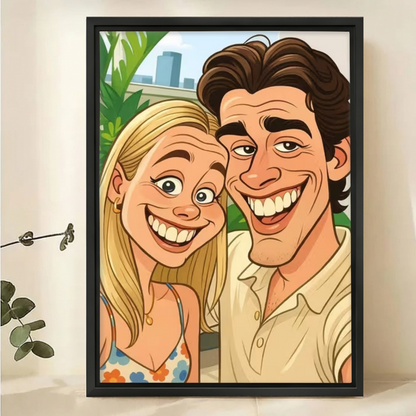 Custom Cartoon Family Portrait from Photo - Personalized Canvas Art