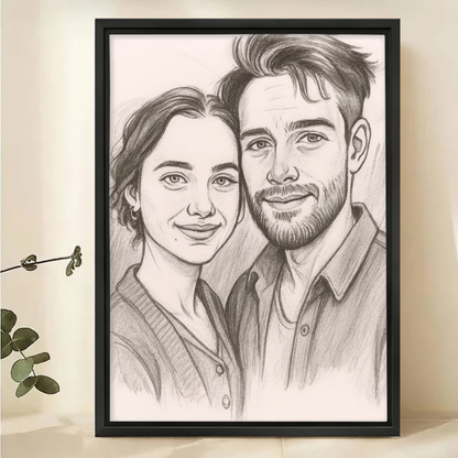 Custom Black and White Sketch Portrait from Photo - Canvas Art