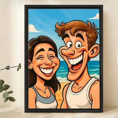 Custom Cartoon Family Portrait from Photo - Personalized Canvas Art