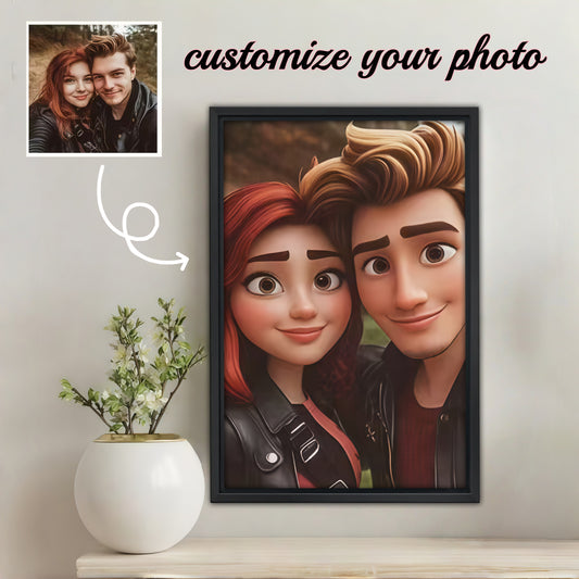 Luxury Custom Cartoon Portrait from Photo - Personalized Comic Style Art for Individuals, Couples & Families - Timeless Hand-Drawn Style Canvas