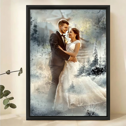 Custom Wedding Watercolor Portrait from Photo - Personalized Canvas