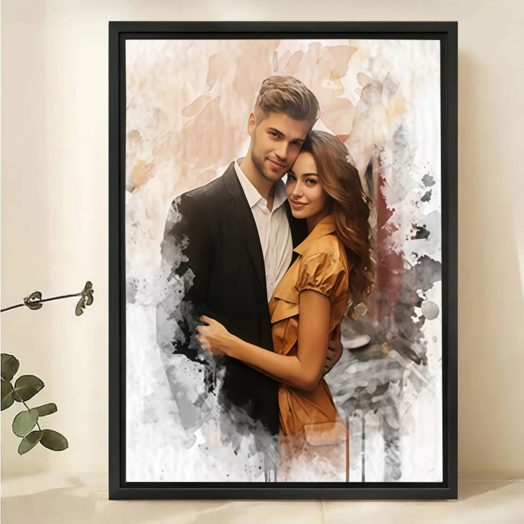 Custom Watercolor Portrait from Photo - Personalized Canvas Wall Art