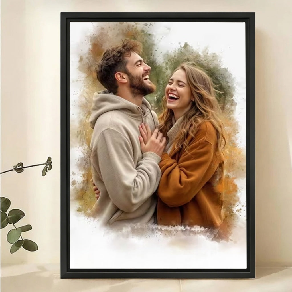 Custom Watercolor Portrait from Photo - Personalized Canvas Wall Art