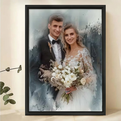 Custom Wedding Watercolor Portrait from Photo - Personalized Canvas