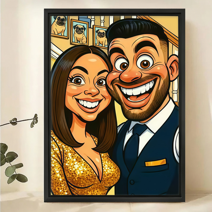 Custom Cartoon Family Portrait from Photo - Personalized Canvas Art