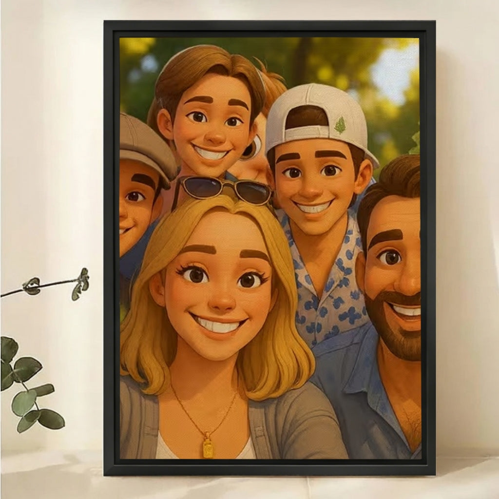 Custom Cartoon Couple Portrait from Photo - Personalized Canvas Art