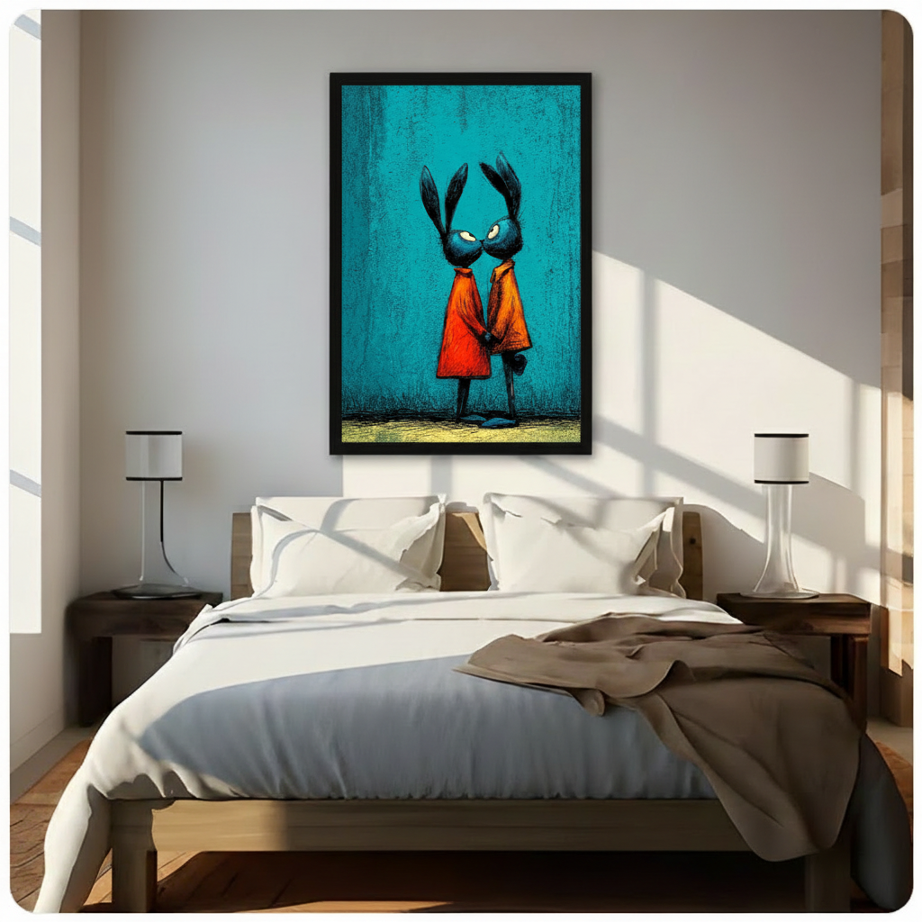 Dark Fantasy Rabbit Couple Canvas Wall Art