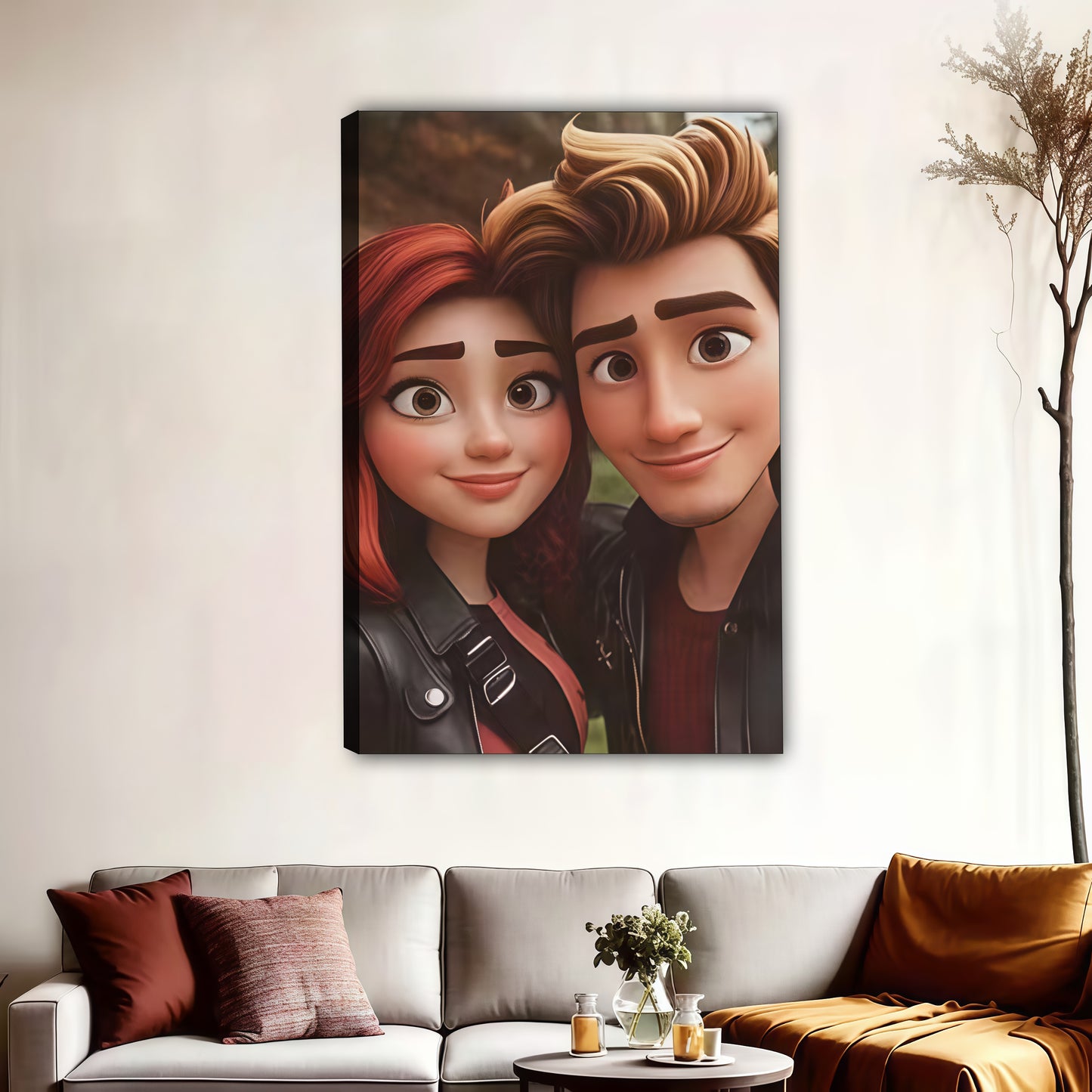 Luxury Custom Cartoon Portrait from Photo - Personalized Comic Style Art for Individuals, Couples & Families - Timeless Hand-Drawn Style Canvas