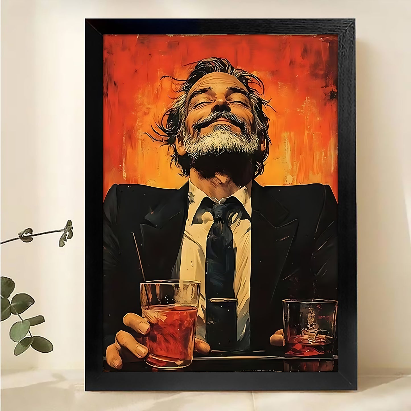 Vintage Gentleman & Whiskey Glass Canvas Art - Sophisticated Bar Wall Decor |W534