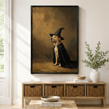 Labrador Witch Hat Black Cape Portrait Canvas Print w6080