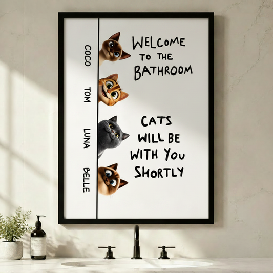 Personalized Cats Bathroom Wall Art Print w6613（副本）