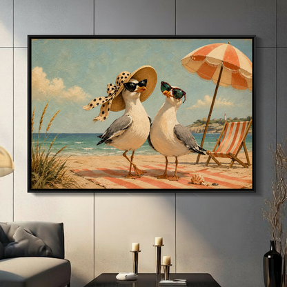 Retro Seagull Couple Canvas Art w6601