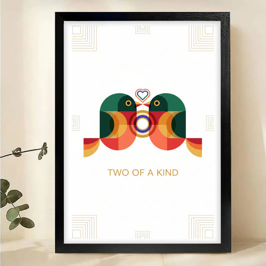 Two of a Kind Love Birds Art Print - Geometric Wall Decor|W1115