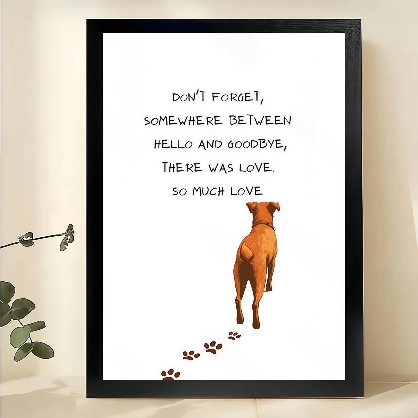So Much Love – Pet Memorial Minimalist Text Wall Art on Natural Wood Canvas | W2000