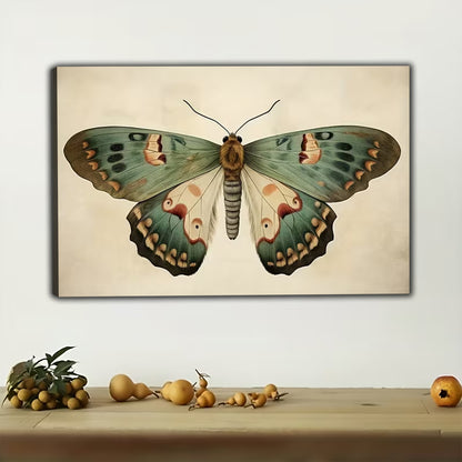 The Vintage Butterfly Muse – Elegant Nature Wall Art on Natural Wood Canvas | W550