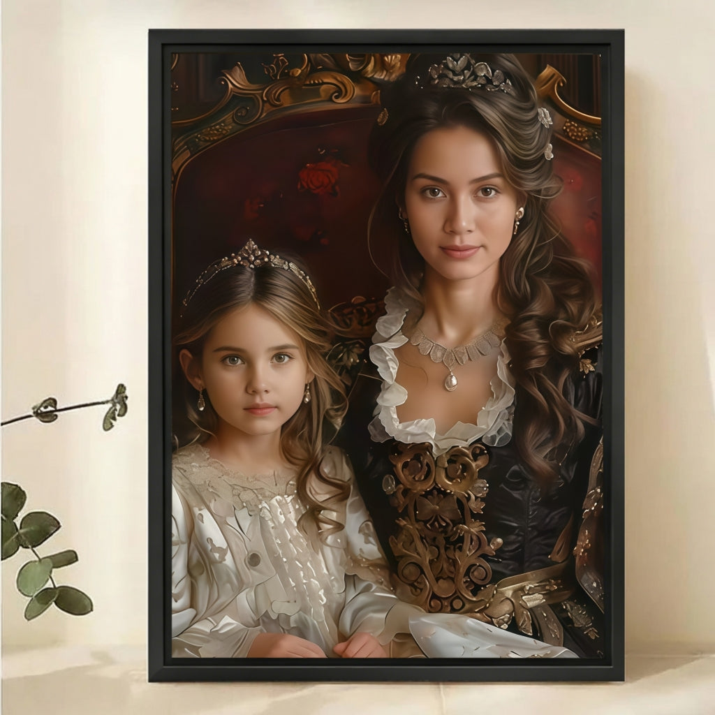Custom Mother Daughter Portrait - Royal Renaissance Canvas Art