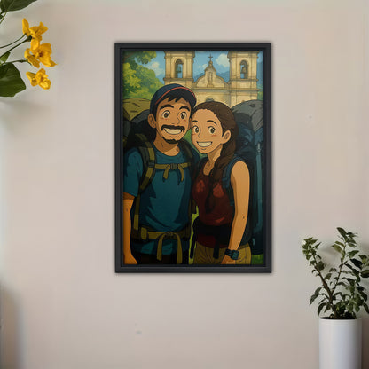 Luxury Custom Black and White Caricature Portrait - Personalized Timeless Gift for Individuals, Couples &amp; Families - Hand-Drawn Style Canvas