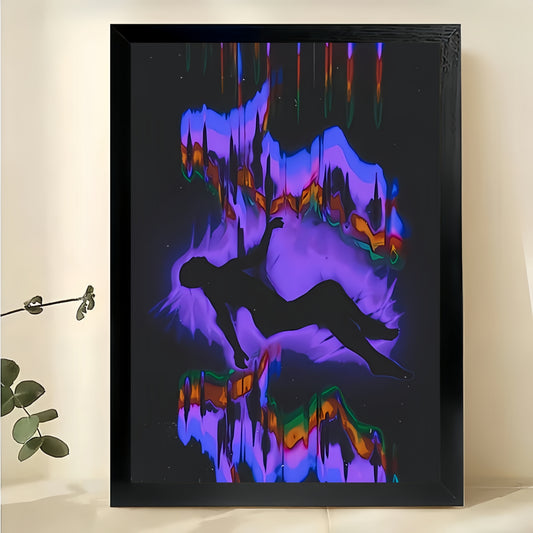 Neon Abstract Modern Art – Bold Vibrant Wall Art on Natural Wood Canvas | W684
