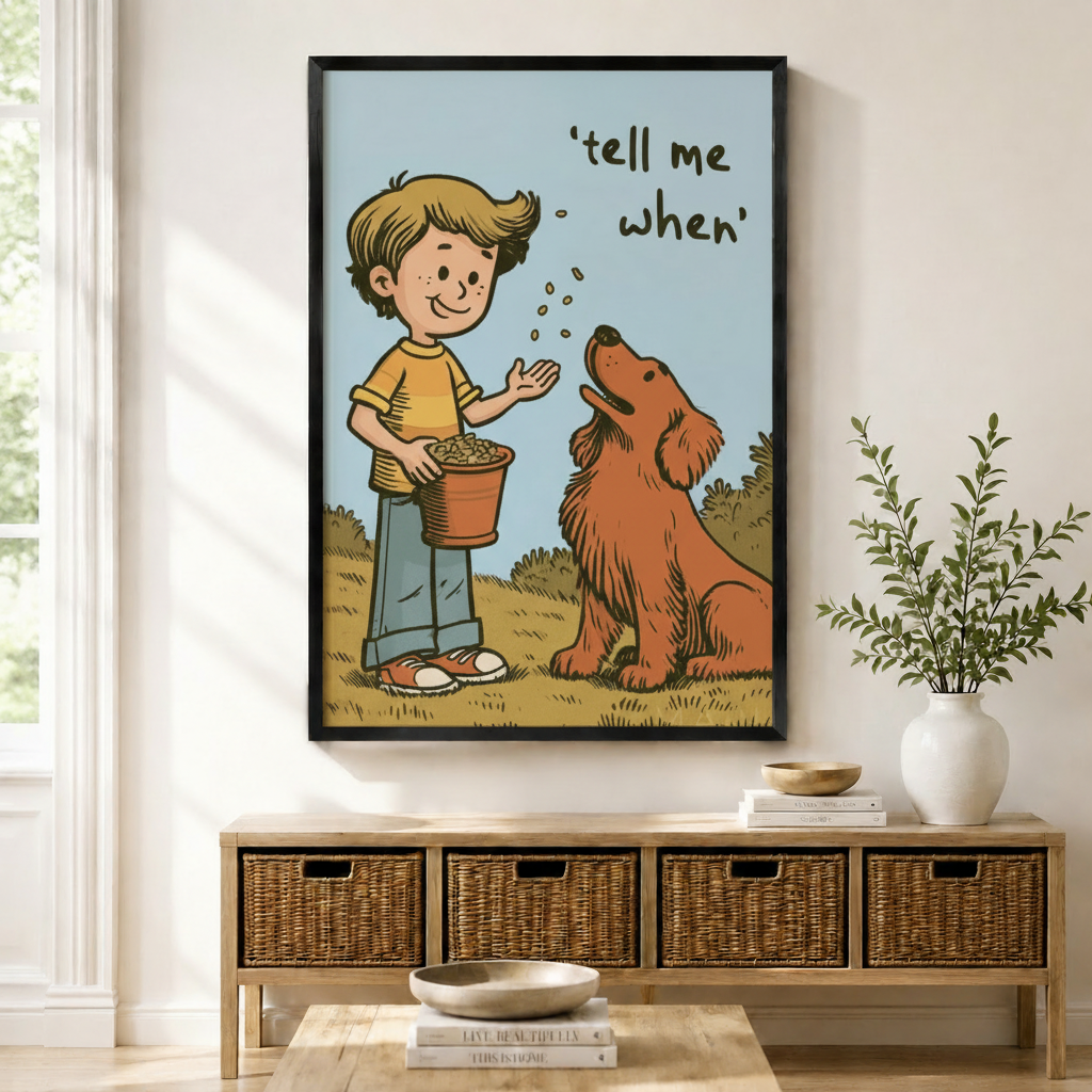 Tell Me When Boy Dog Retro Comic Canvas Art w6077