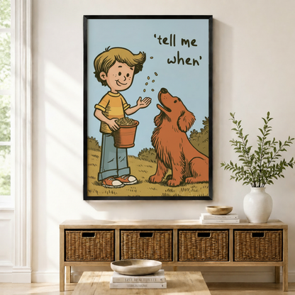 Tell Me When Boy Dog Retro Comic Canvas Art w6077