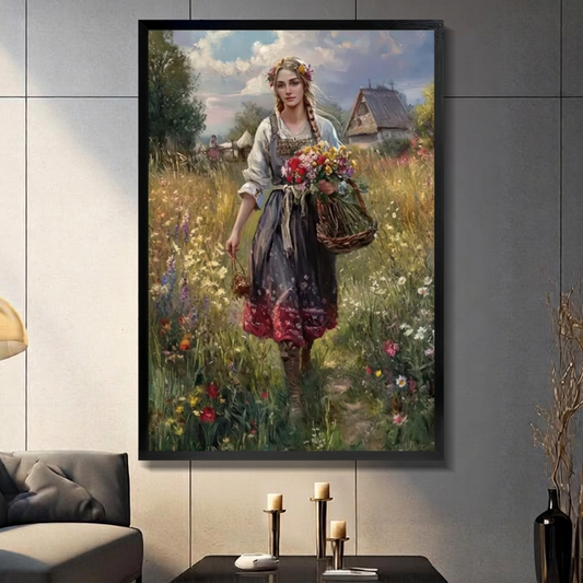 Wildflower Meadow Woman Canvas Art w106