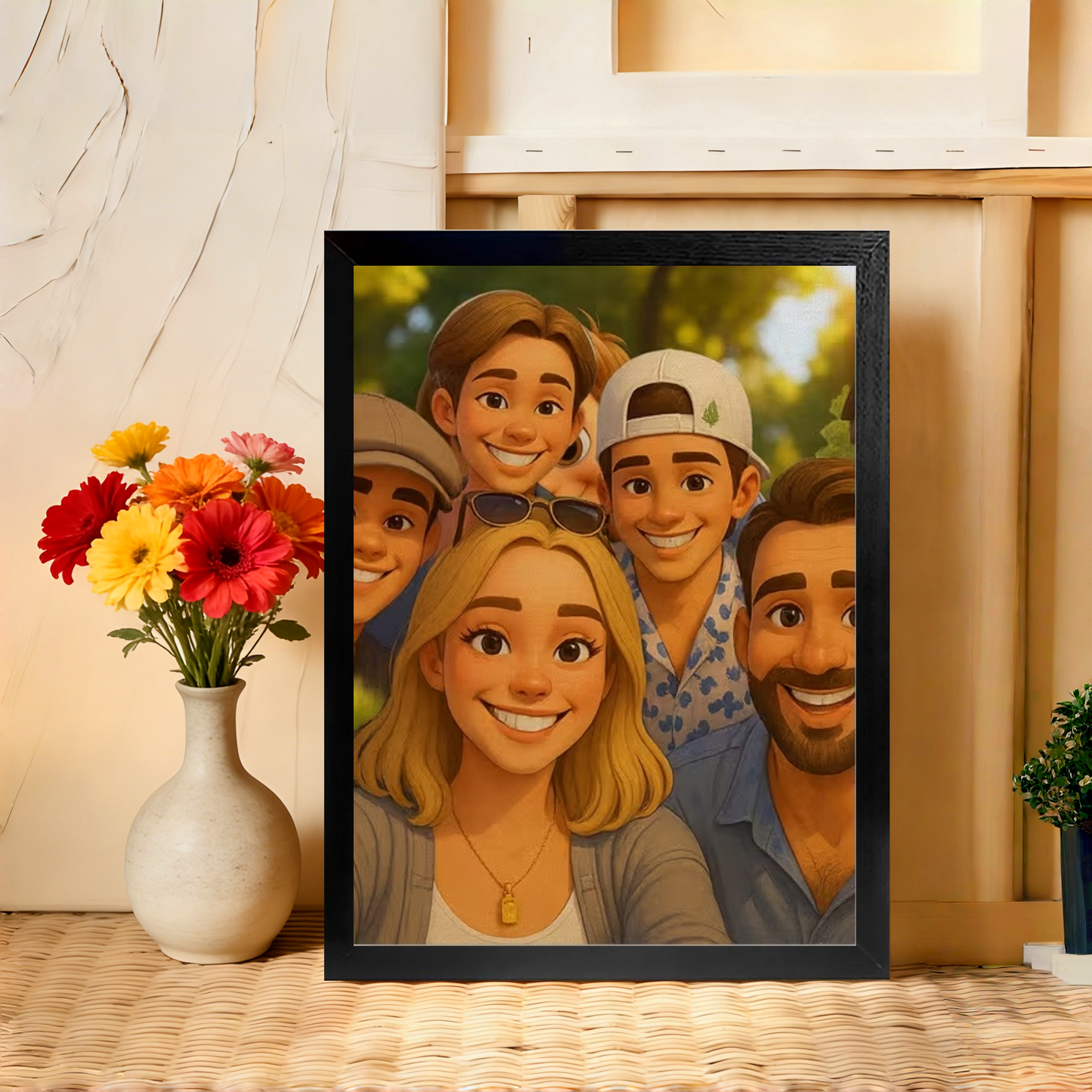 Luxury Custom Cartoon Portrait from Photo - Personalized Comic Style Art for Individuals, Couples & Families - Timeless Hand-Drawn Style Canvas