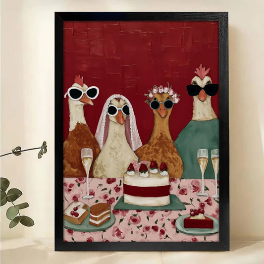 Ducks in Sunglasses Party Canvas Art - Whimsical Kitchen Wall Decor|W1169