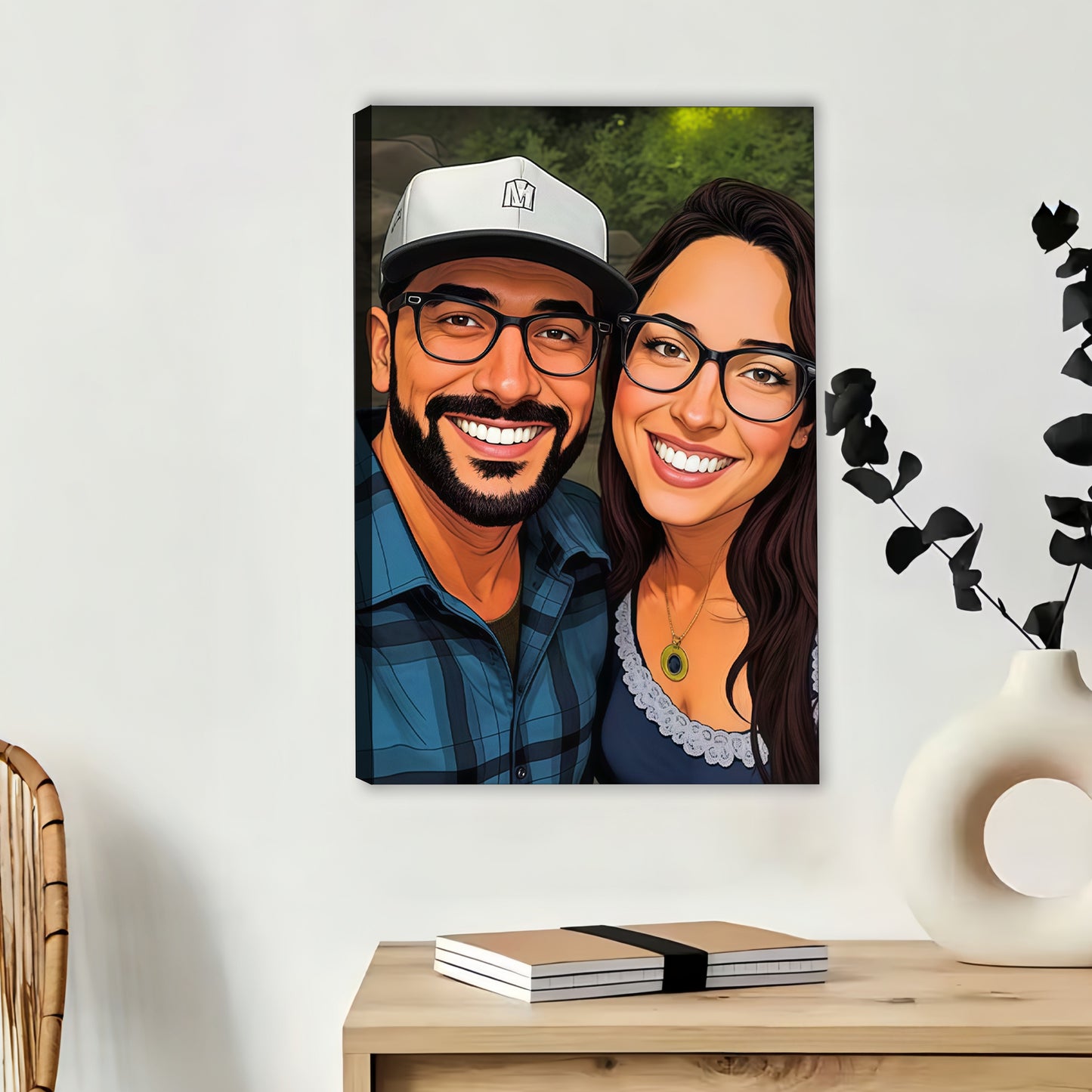 Luxury Custom Portrait from Photo - Personalized Comic & Cartoon Style Wall Art for Individuals, Couples & Families - Timeless Keepsake on Canvas