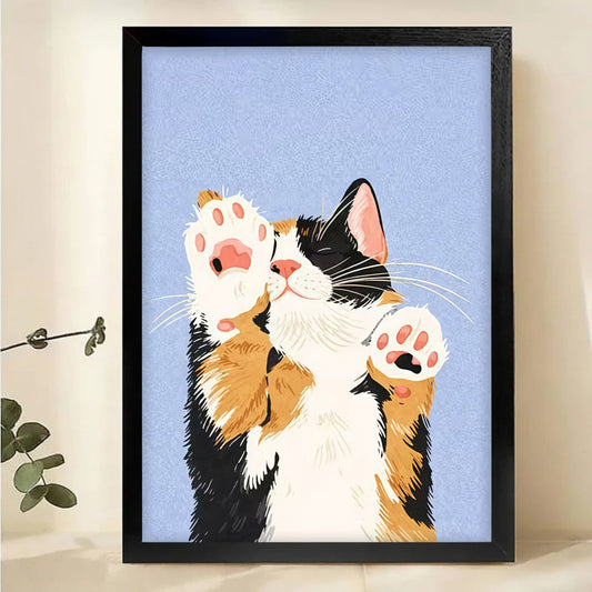 Cute Calico Cat Paws Up Wall Art - Adorable Kitten Print|W1149