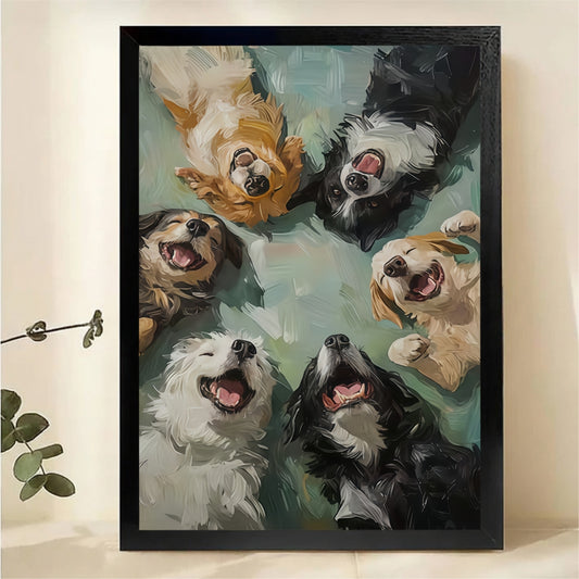 Six Happy Dogs Wall Art - Cute Pet Portrait Canvas Print|W1078