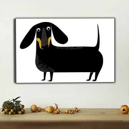 Minimalist Black Dachshund Canvas Print - Sleek Wiener Dog Wall Decor | W535