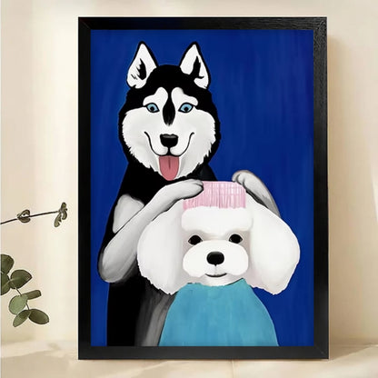 Husky and Bichon Frise Wall Art - Cute Dog Duo Canvas Print|W1127