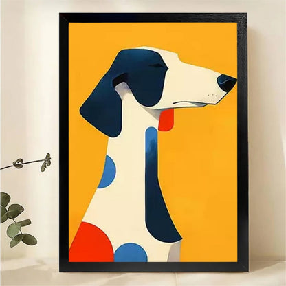 Abstract Dog Portrait Wall Art – Bold Bauhaus Canvas Print|W1463