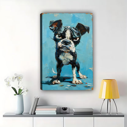 Boston Terrier Brick Wall Canvas-Rustic Pet Wall Art | W530
