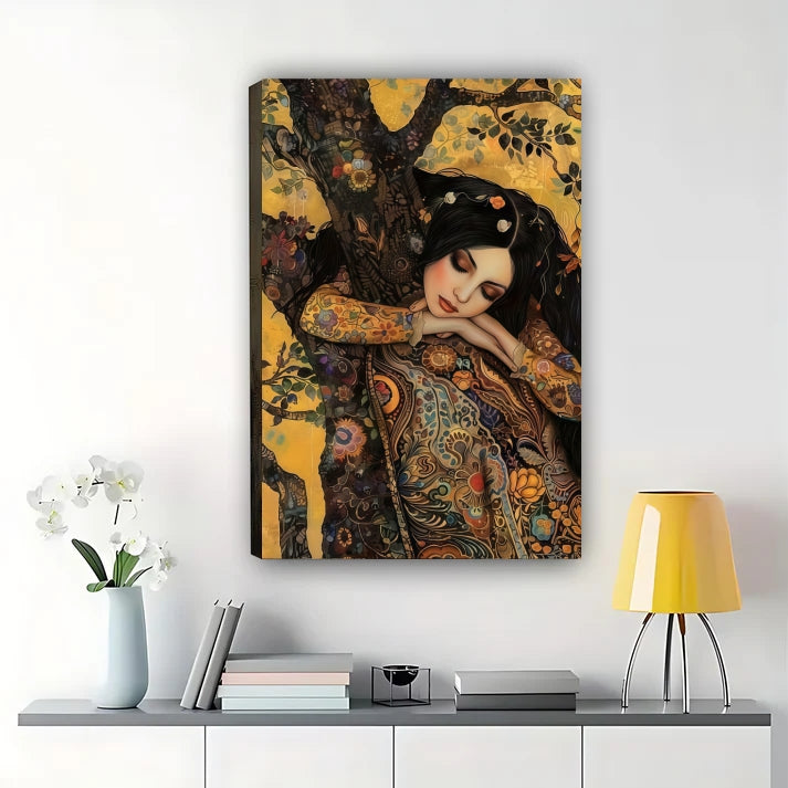 Woman Under Tree Art Print | Art Nouveau Floral Wall Art| W1029