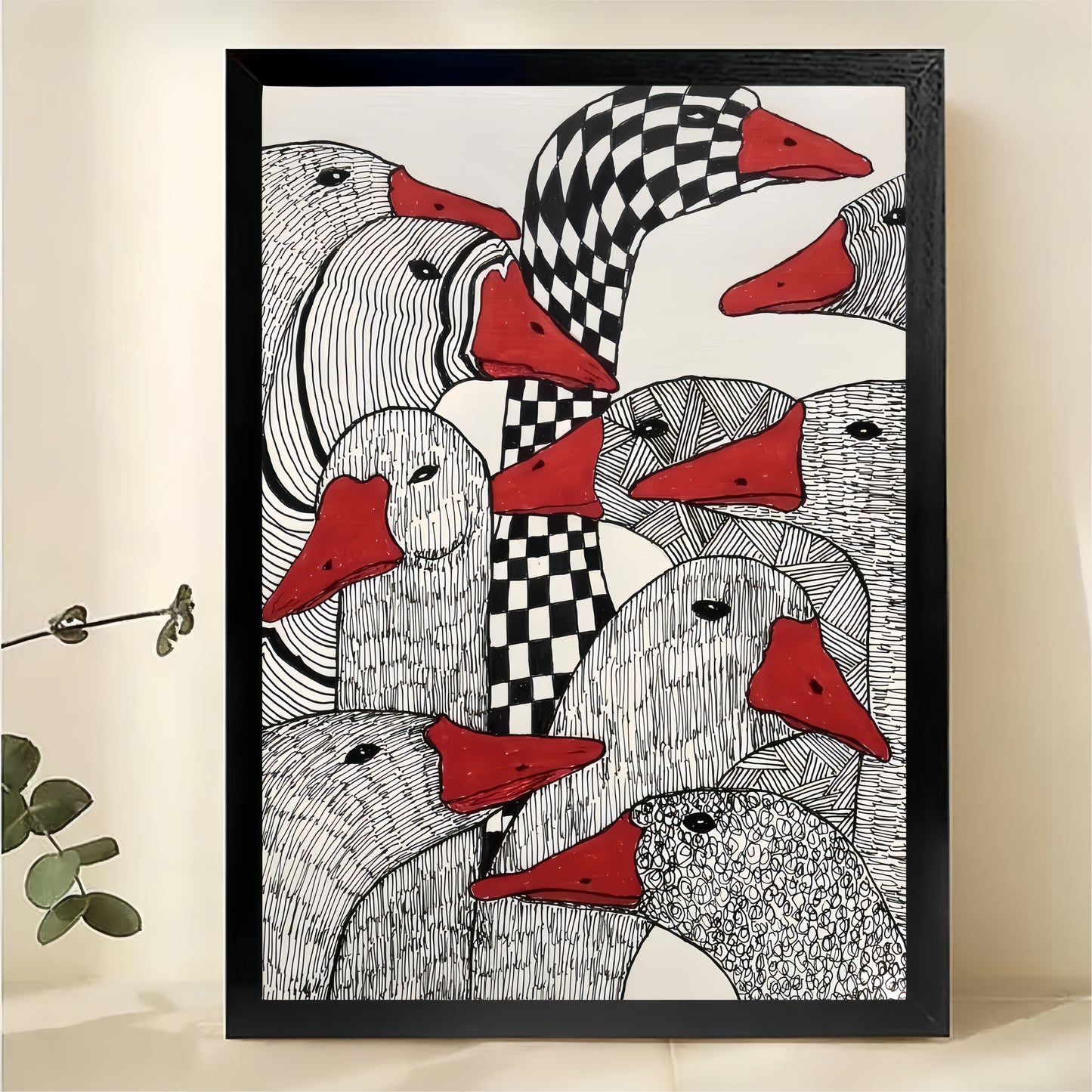 Geese Pattern Wall Art - Modern Graphic Design Print|W1304
