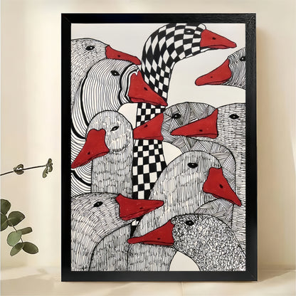 Geese Pattern Wall Art - Modern Graphic Design Print|W1304