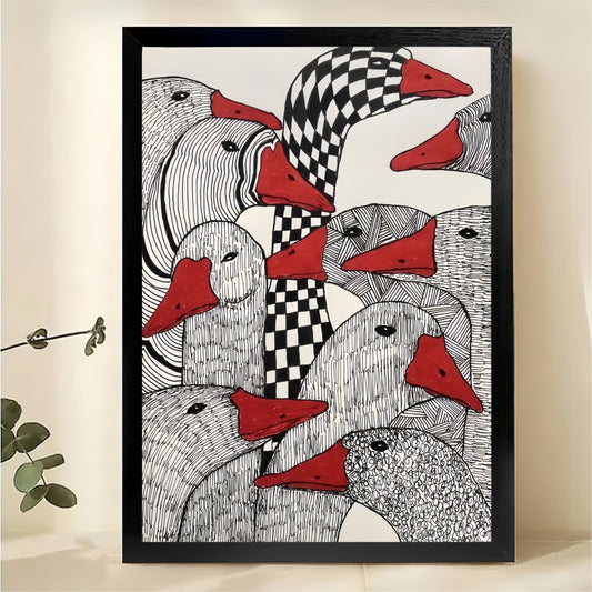 Geese Pattern Wall Art - Modern Graphic Design Print|W1304
