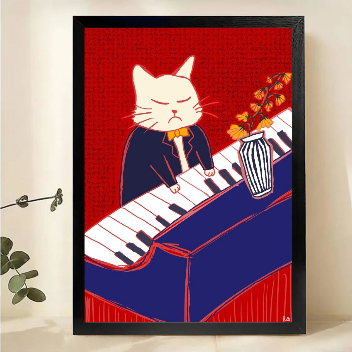 Piano Cat Art Print – Funny Music Lover Cat Poster|W1440