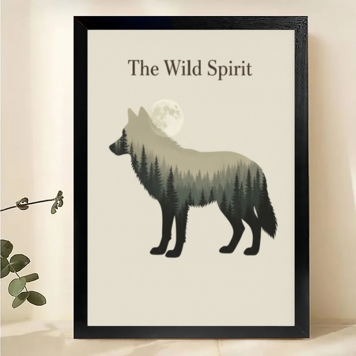 The Wild Spirit - Wolf Mountain Forest Wall Art Print |W1023