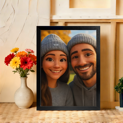 Luxury Custom Cartoon Portrait from Photo - Personalized Comic Style Art for Individuals, Couples & Families - Timeless Hand-Drawn Style Canvas