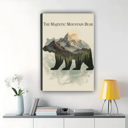 Mountain Bear Wall Art - Double Exposure Nature Print| W1016