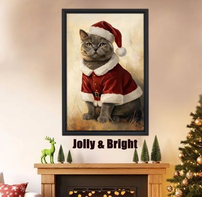 Custom Christmas Cat Portrait - Personalized Holiday Pet Artwork & Cat Lover Gift