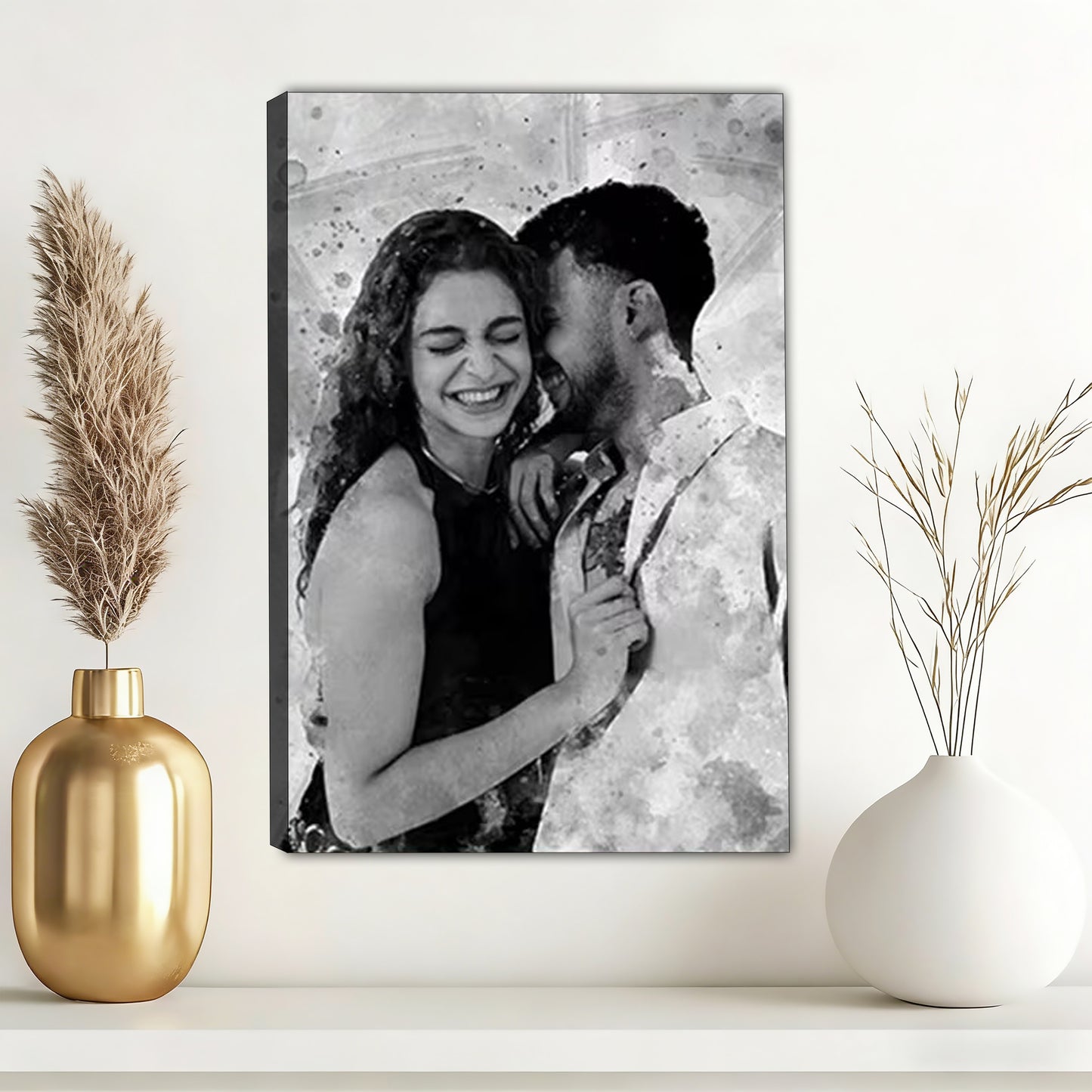 Custom Black and White Watercolor Portrait from Photo  – A Timeless Custom Gift